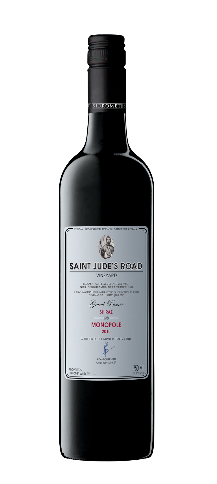 2010 Saint Jude’s Road Grand Reserve Shiraz Monopole