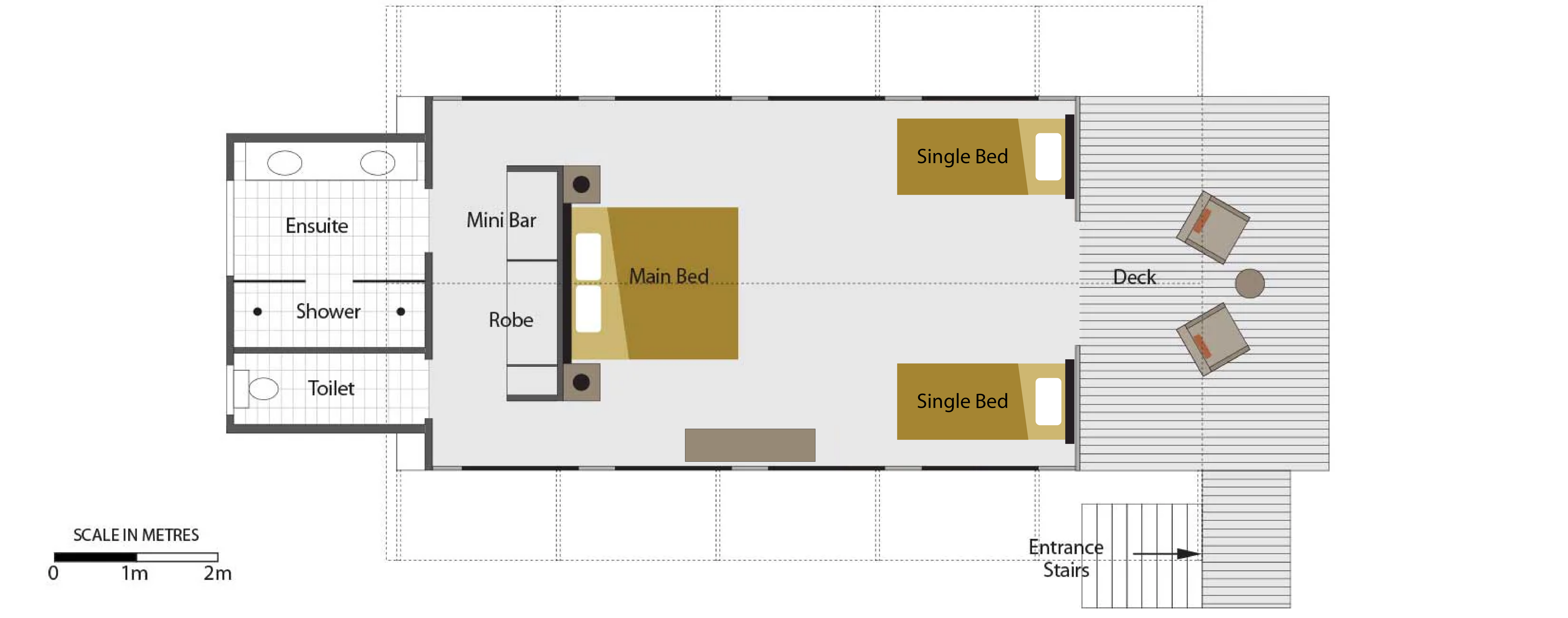 Floor plan of a family pavilion layout with labeled areas.