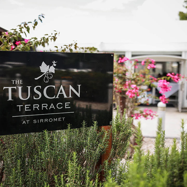 Tuscan terrace sign at the entrance