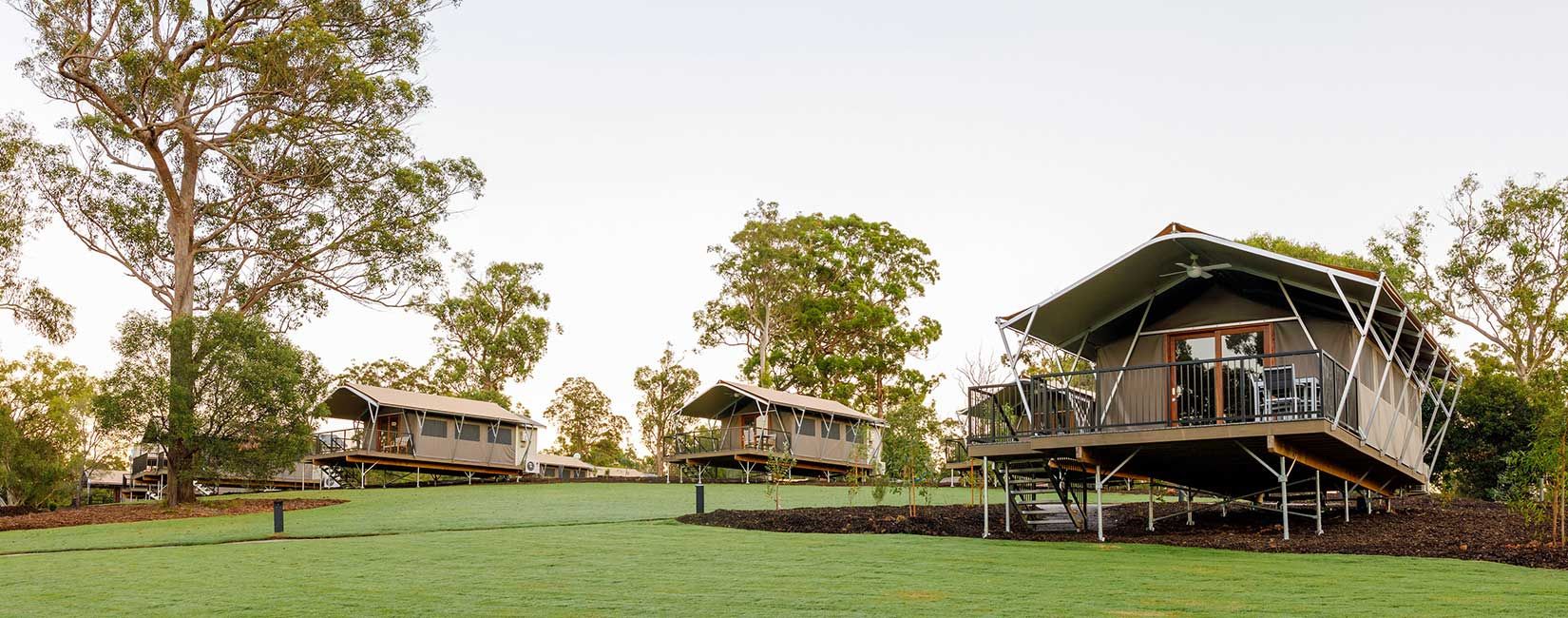 Row of Sanctuary at Sirromet pavillions including accessible pavillion