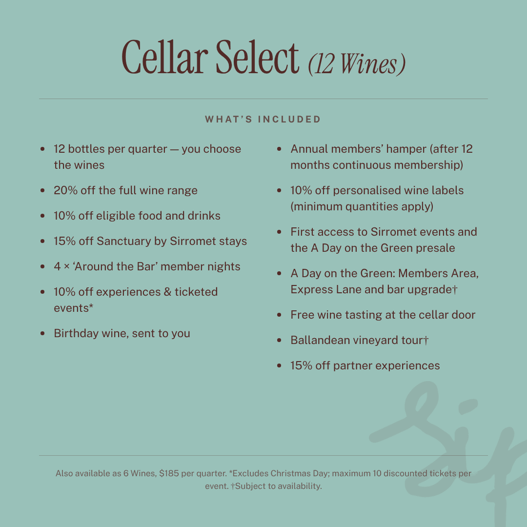 A list of Cellar Select 12 Wines membership inclusions