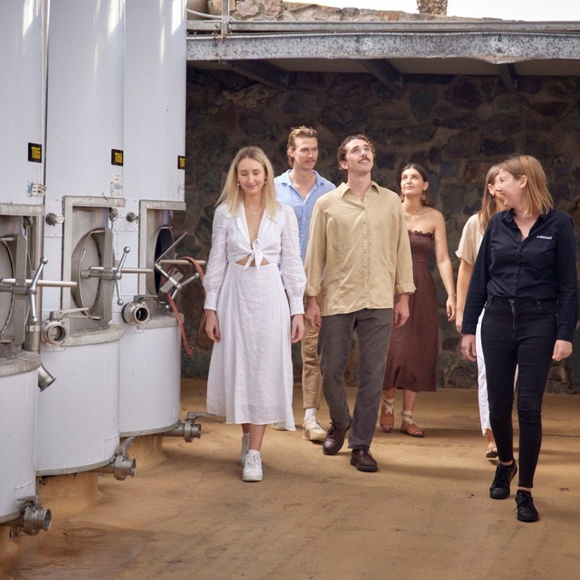 group tour of the wine production facilities