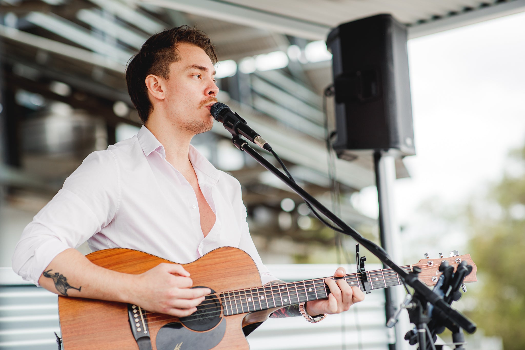 Guitarist performing at the Cellar Door
