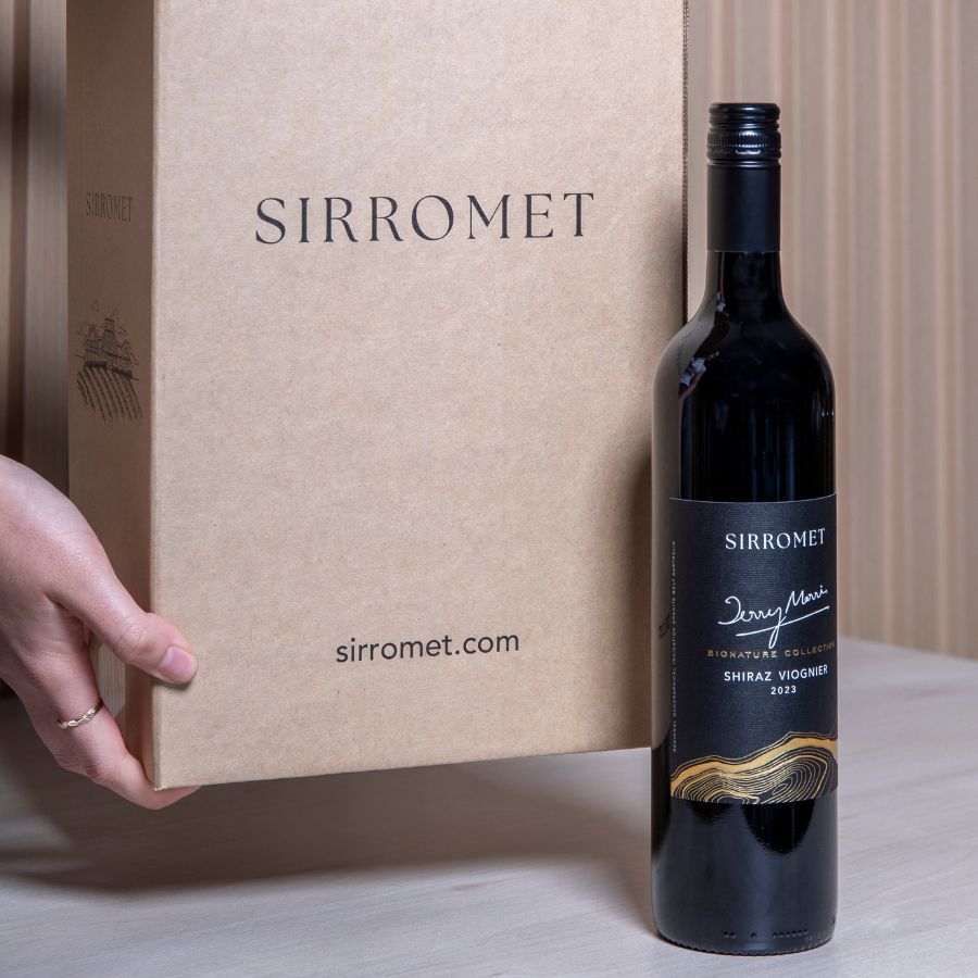 Sirromet wine packaging and bottle of wine